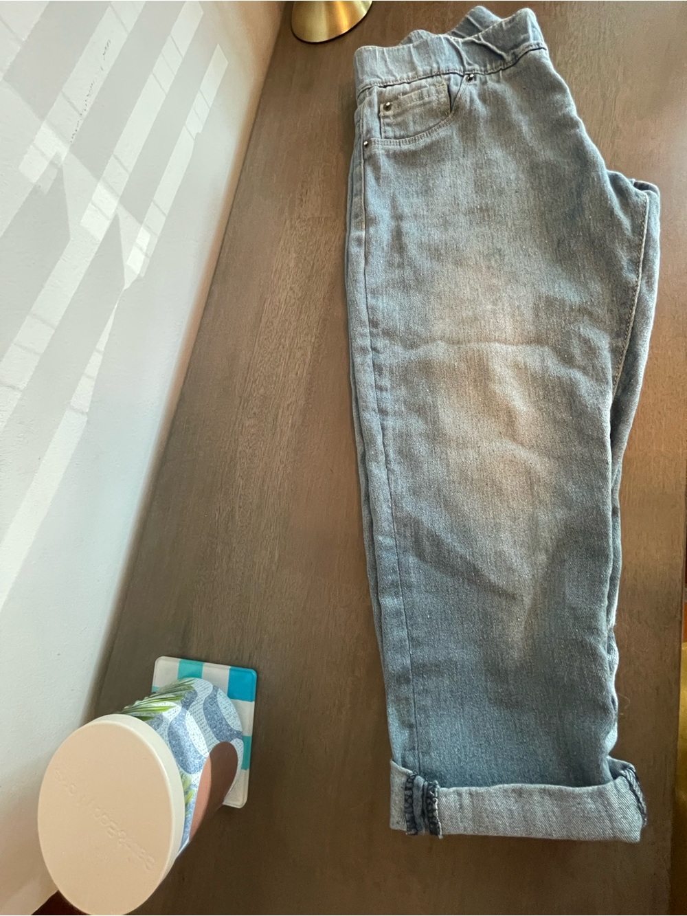 jonathan martin Light Blue Boyfriend Capri Jeans